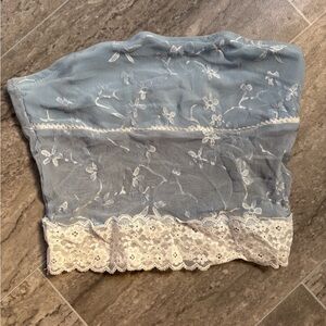 Blue Lace Floral Tube Top